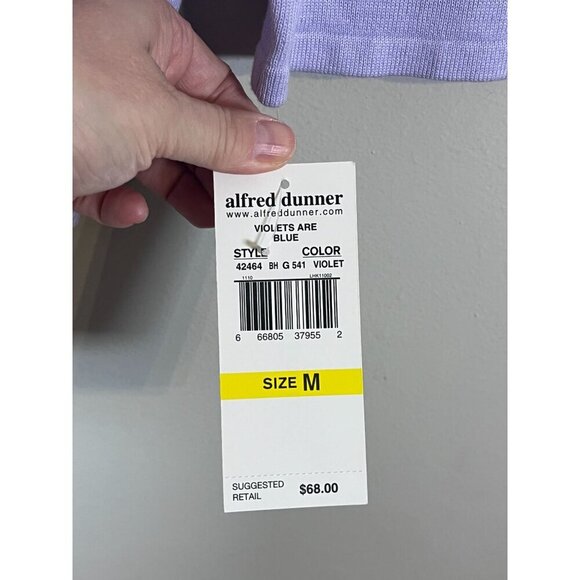 Alfred Dunner Sequin Knit Sweater M Purple Cardigan Boho Western Preppy Classic - Picture 8 of 10